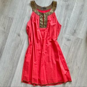 Coral / bronze cotton sundress